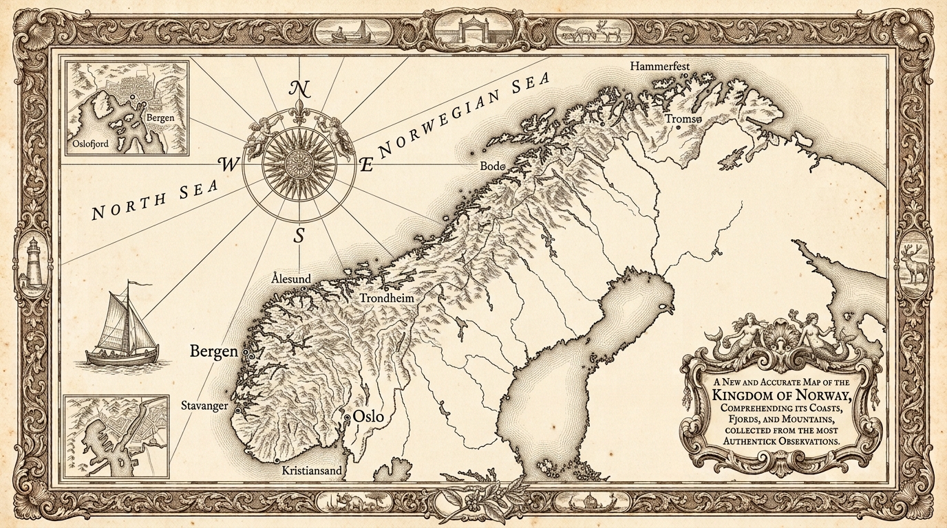 Antique Map of Norway